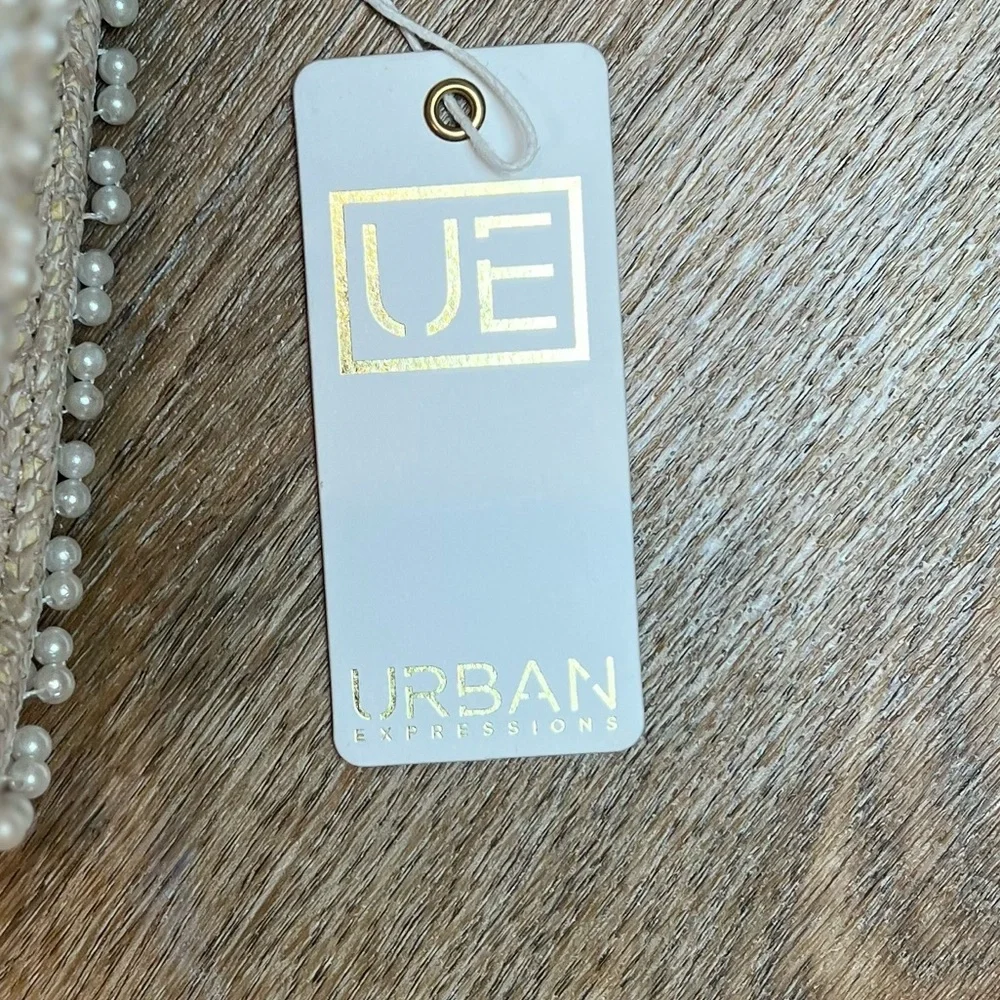 Urban Expressions Beige Beaded Envelope Clutch